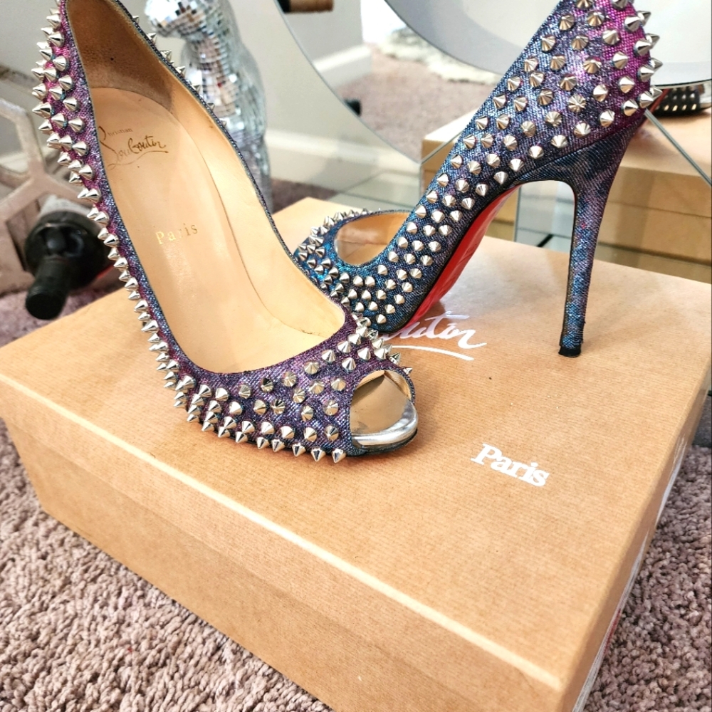 Christian Louboutin Purple Spiked Heels - Picture 7 of 17